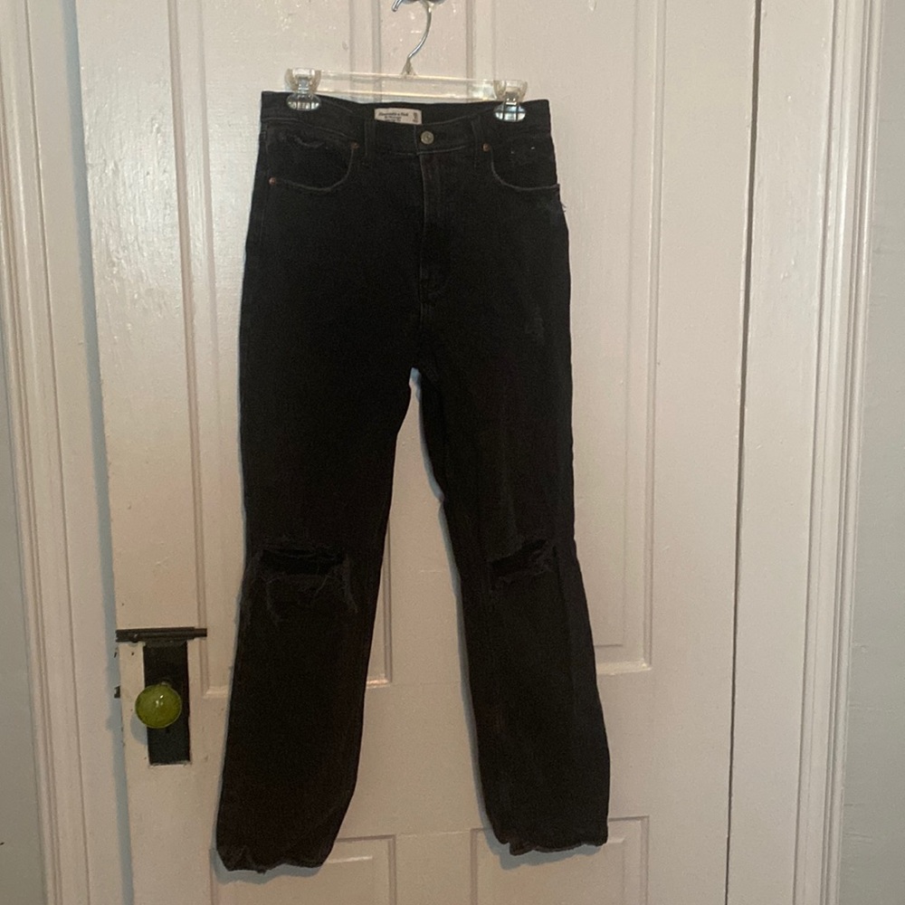Abercrombie & Fitch The 90’s straight ultra high rise black jeans 28/6r